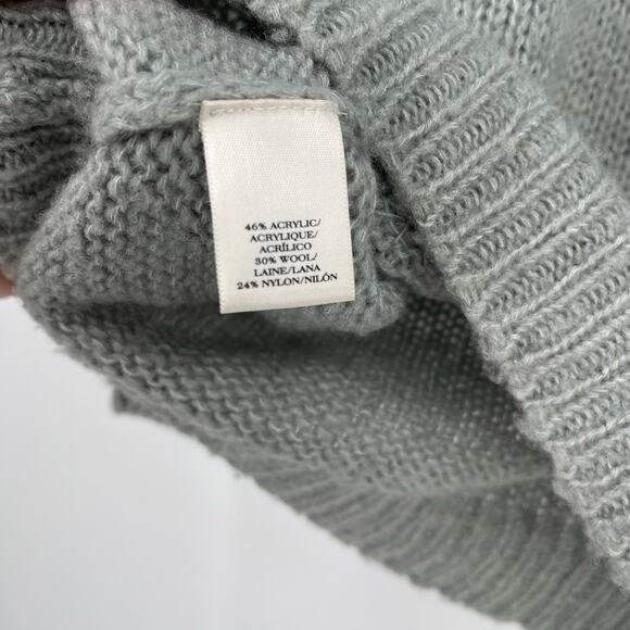 Ann Taylor Wool Blend Knit Sweater Gray Black Rhinestones Size Small - Picture 6 of 7